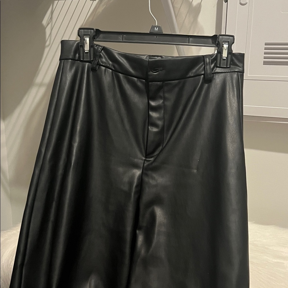 Zara Black Leather-Style Trousers